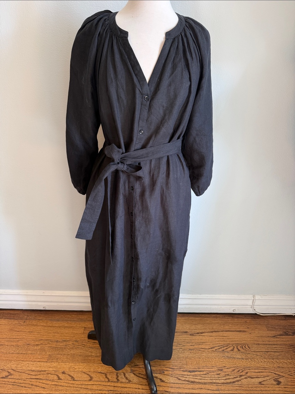 APIECE APART Black Linen Maxi Dress